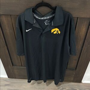 Nike Black Polo Shirt with Yellow Logo University of Iowa